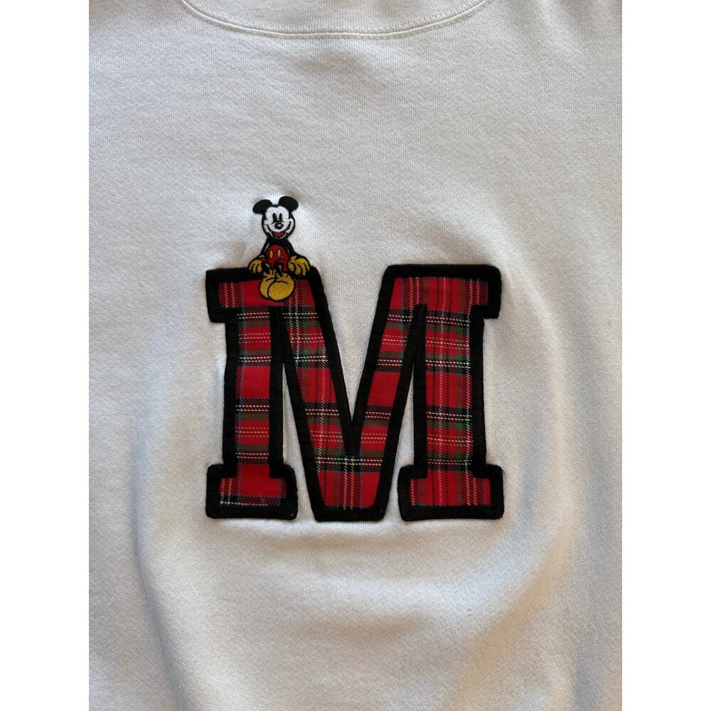 Vintage Mickey & Co Crewneck Sweatshirt Red Plaid M Patch Mickey Mouse - Picture 2 of 11
